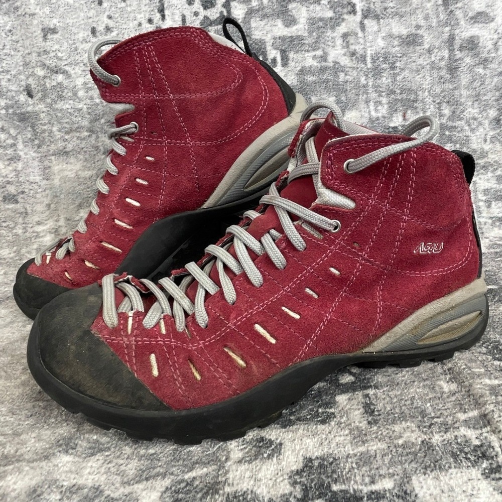 Asolo Iguana Mid GTX Hiking Boots Women 8 Red Gore-Tex Vibram Suede Outdoor